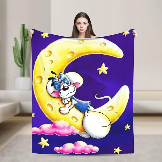 Diddl Plüschdecke von Tinika Chen in Blau, kuschelige Flanell Überwurfdecke für Kinder, B/H: 75 x 100 cm - Bild 1