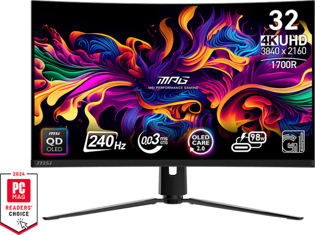 MSI MPG 321CURXDE QD-OLED Gaming Monitor, 31,5 Zoll, 4K UHD, Schwarz, Curved, 240 Hz - Bild 3
