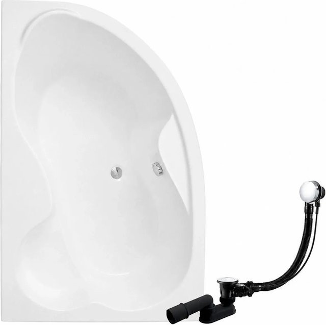 KOLMAN Eckbadewanne aus Acryl in Weiß, linksseitig, inklusive Ablauf und Füßen, B/T: 160 x 105 cm - Bild 1