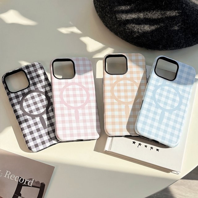 Stoßfeste Handyhülle mit Gittermuster in Bonbonfarben für Apple iPhone 11 bis iPhone 17 Air Pro Max multicolor - Bild 1