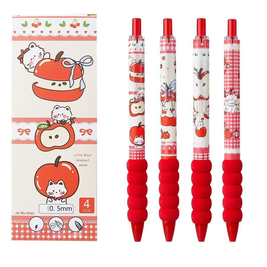 4-teiliges Set festliche Soft-Grip Gelstifte mit roter und schwarzer schnelltrocknender Tinte für Journaling und zum Üben - Bild 5