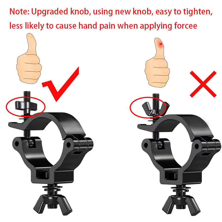 GOTSTAGE 10er Set Aluminium Bühnenbeleuchtungshalterung in Schwarz für Moving Head und Par-Licht, Klemme für 48–51 mm - Bild 3