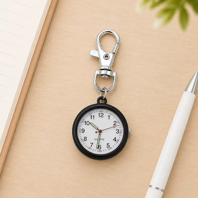 JBAILI Schlüsselanhängeruhr, Quarz, Edelstahl, Silber, Unisex - Bild 2