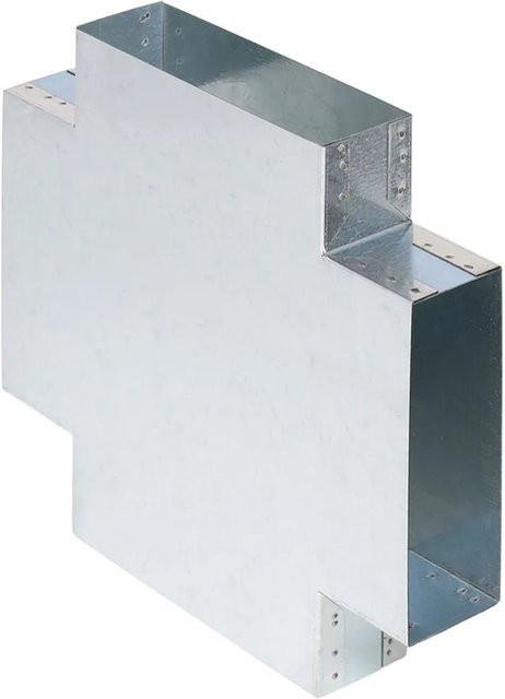 Subtiel Flachkanal Doppel-T-Stück 90° aus verzinktem Stahl, Farbe: Silber, B: 150 mm, H: 50 mm - Bild 1