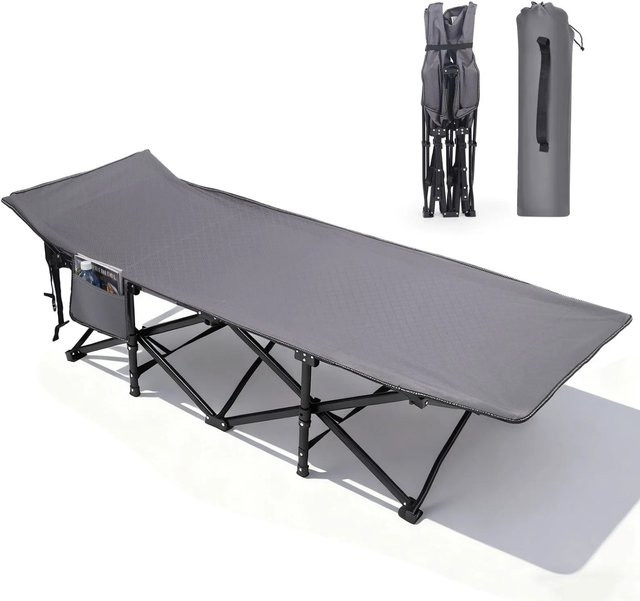 Sekey Klappbares Feldbett Campingliege in Grau mit Metallrahmen bis 200 kg belastbar - Bild 1