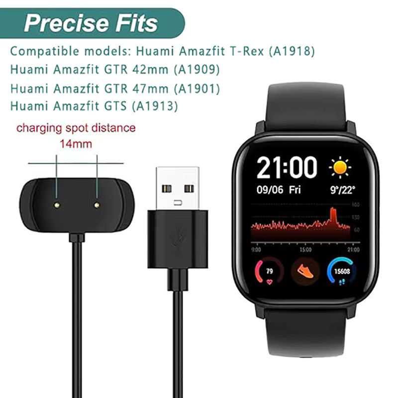 Huami USB Ladekabel für Amazfit T-Rex, GTR und GTS 42/47mm Smartwatch, Schwarz - Bild 4