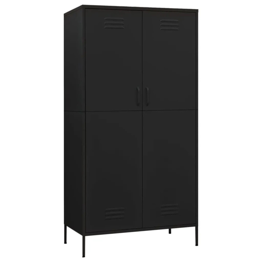 vidaXL Kleiderschrank aus Stahl in Schwarz, B/T/H: 90 x 50 x 180 cm - Bild 2