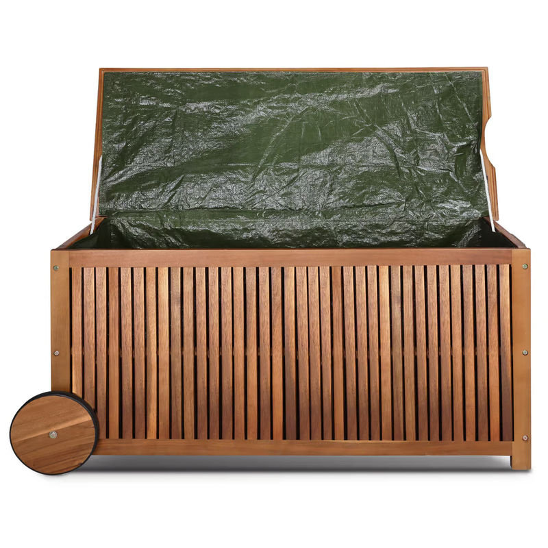 CASARIA Gartenbox aus Akazienholz in Braun mit Innenplane, 350L, B/T/H: 124 x 52 x 58 cm, wetterfest - Bild 4