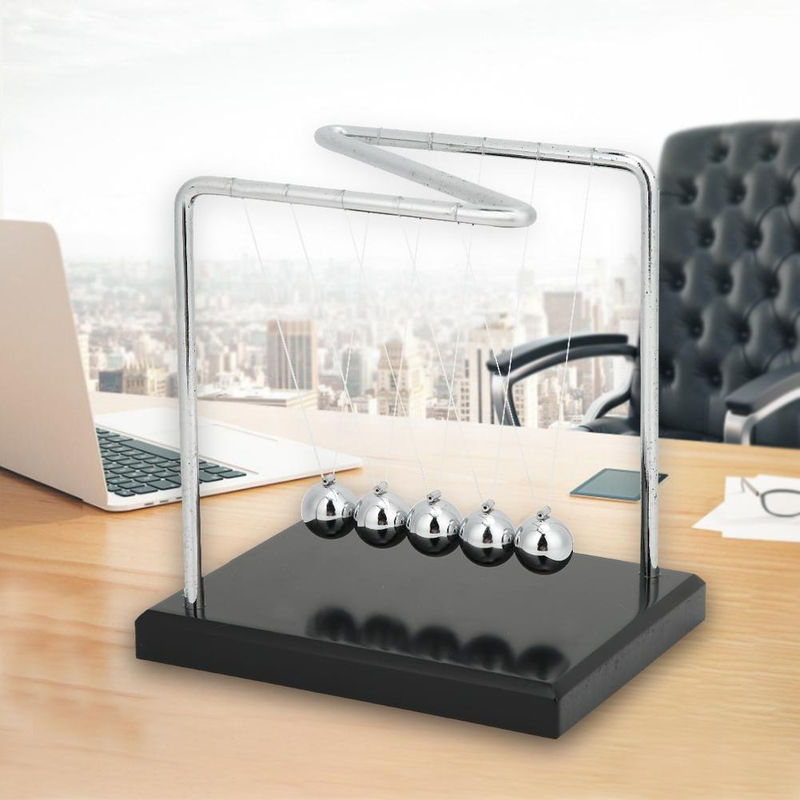 Tooarts Z Typ Pendelkugel Ornament aus Metall und Holz in Silber für modernes Wohnen und Büro - Bild 6