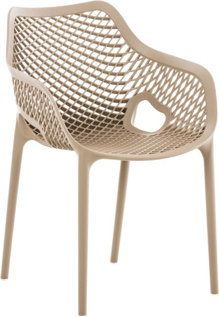 TPFGarden Aero XL Stuhl in Beige, stapelbarer Gartenstuhl mit Armlehnen und UV-beständigem Kunststoff - Bild 1