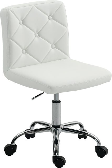 HOMCOM Bürostuhl aus weißem PU-Leder mit verstellbarer Höhe und drehbaren Rollen, B/T/H: 44 x 50 x 78-88 cm - Bild 1