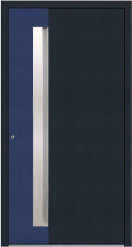 KNOCK Aluminium-Haustür Marte mit Glaseinsatz, anthrazit / stahlblau, B/T/H: 90 x 110 x 210 cm - Bild 1