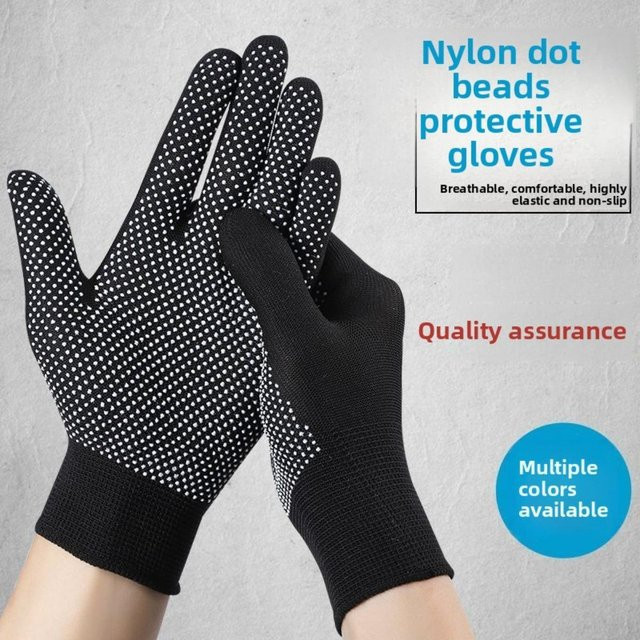 MGB Arbeitsschutzhandschuhe aus Nylon mit Anti-Rutsch-Noppen in Schwarz und Grau, 20 Paar - Bild 1