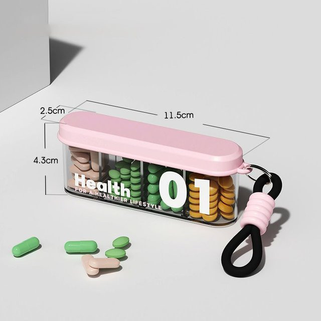 HNKMP Pillendose, 4 Fächer, Unisex - Bild 1