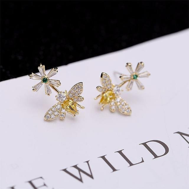 Caoshi Ohrringe Blume Biene Form, Zirkonia, Damen - Bild 1