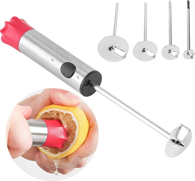 TOPINCN Gemüse- und Obstentkerner aus Edelstahl in Rot mit ergonomischem Anti-Rutsch-Griff - Bild 1