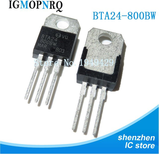 10 Stück BTA24-800BW Triac in TO-220 Gehäuse, 800V 24A, Schwarz - Bild 1