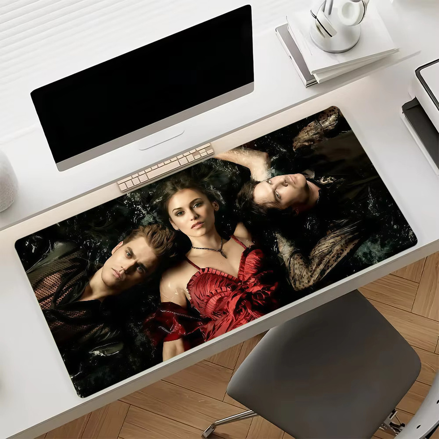 Gaming Mauspad The Vampire Diaries Damon Salvatore Motiv, rutschfeste Schreibtischunterlage mit Gummikante, Multicolor - Bild 2