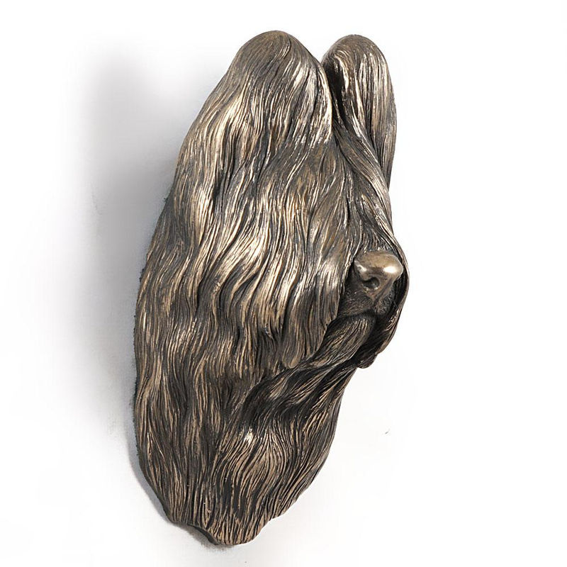 Art-Dog Briard Berger de Brie Hundestatue als hängende Büste in Braun aus Kunstharz und Metall - Bild 3