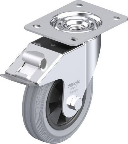 Blickle Lenkrolle LE-VPP 150G-FI-SG mit Feststeller, Rad-Durchmesser: 15 cm, Tragfähigkeit: 135 kg, verzinkt, grau/schwarz/silber - Bild 1