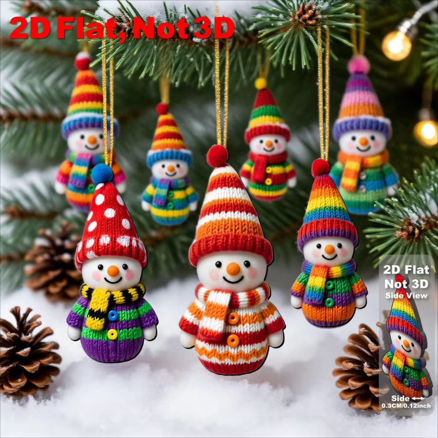 DUTRIEUX 16er Set bunte Schneemann Holzornamente als hängende Weihnachtsbaumdekoration - Bild 4