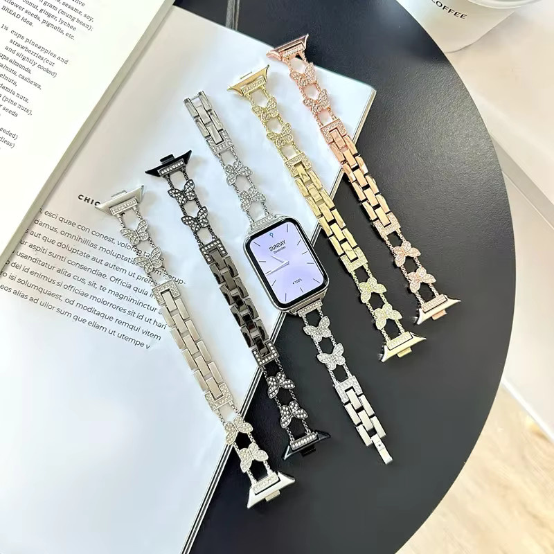 Uhrenarmband Damen, Schmetterling, Edelstahl, Diamant, verspielt - Bild 1