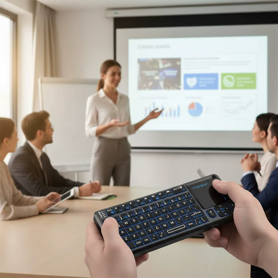 MRSVI Mini-Bluetooth-Tastatur A8 PLUS in Schwarz mit Hintergrundbeleuchtung und Touchpad für Android TV Box, Mac, Laptop und Windows - Bild 4