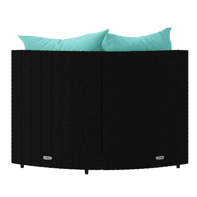 Vidaxl Ecksofa-Module aus Polyrattan mit Kissen, 2 Stück, Schwarz und Türkis, Modernes Design - Bild 4