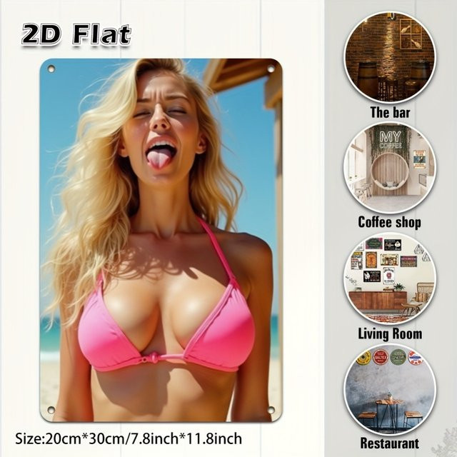 HELLOYOUNG Leinwanddruck Strandmädchen im Bikini als 2D-Kunst Wanddekoration - Bild 1