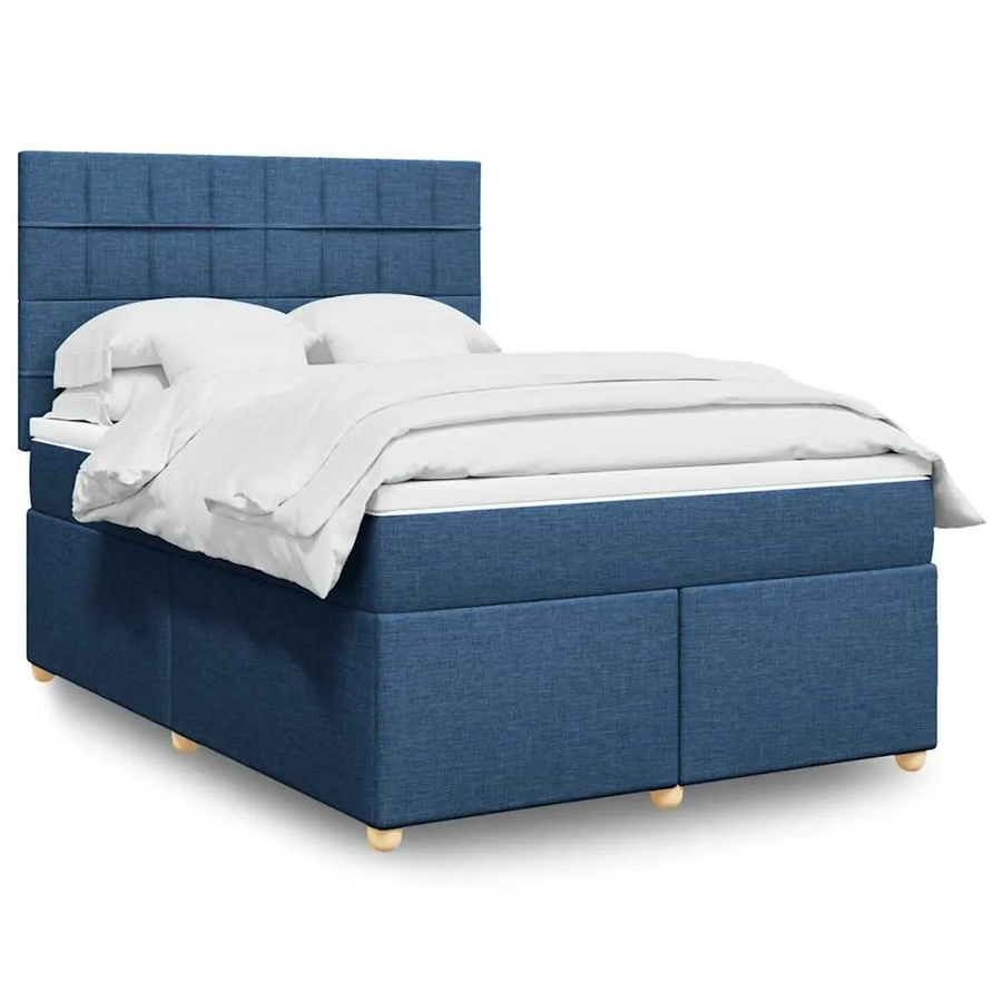vidaXL Boxspringbett mit Matratze Blau, Hybrid-Bett mit USB-Ladeport und Unterbettbeleuchtung, B/T/H: 140 x 190 cm - Bild 2
