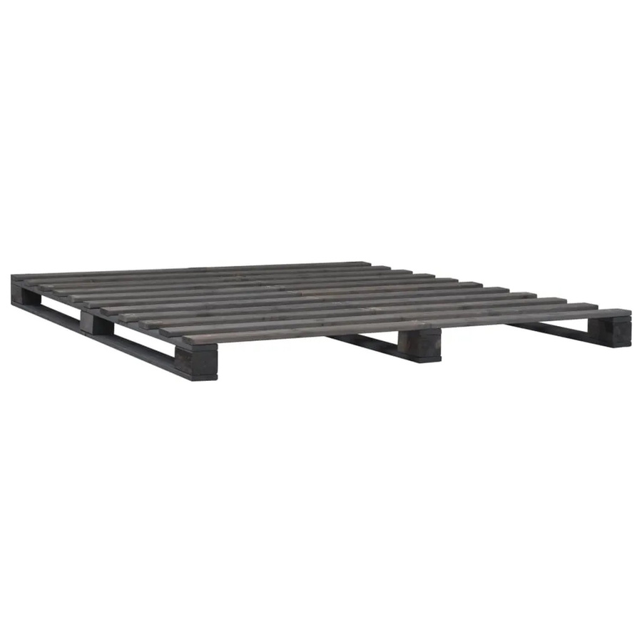 vidaXL Palettenbett aus Kiefer Massivholz in Grau, B/T/H: 120 x 200 cm - Bild 2