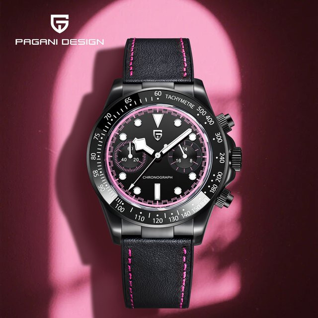 PAGANI DESIGN Armbanduhr, Quarz, Edelstahl, Leder, Blau, Herren - Bild 1