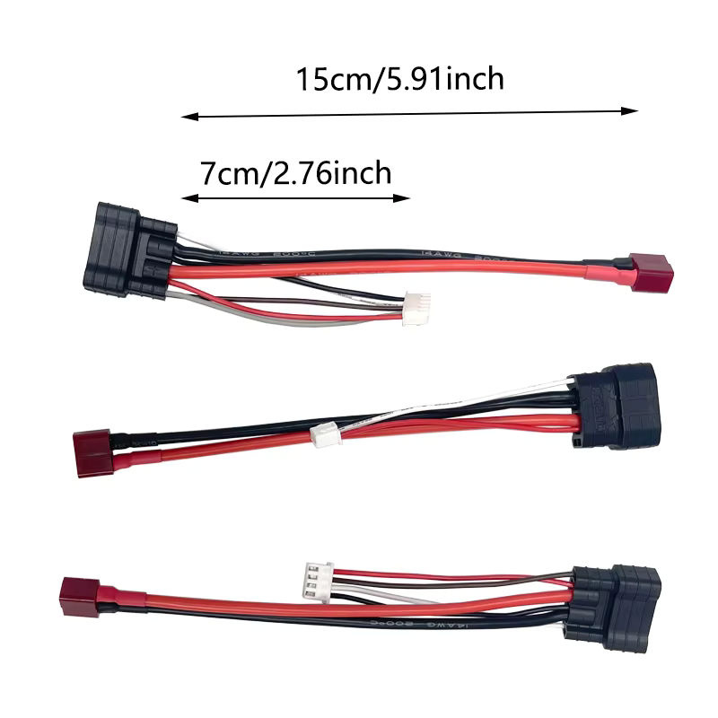 Hengfuntong-Elec Traxxas Lipo Batterie Lade Adapter Deans T Stecker Buchse auf TRX ID männlichen Lade Balance Blei Kabel Draht 14awg 150mm - Bild 2