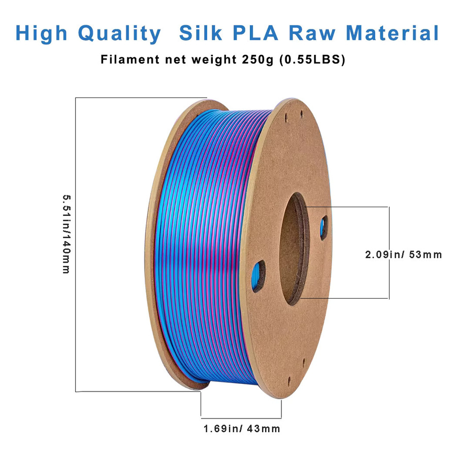 BING3D Seide PLA Filament 1,75mm Dreifarbig Regenbogen Himmelblau und Rosenrot für FDM 3D-Drucker - Bild 2
