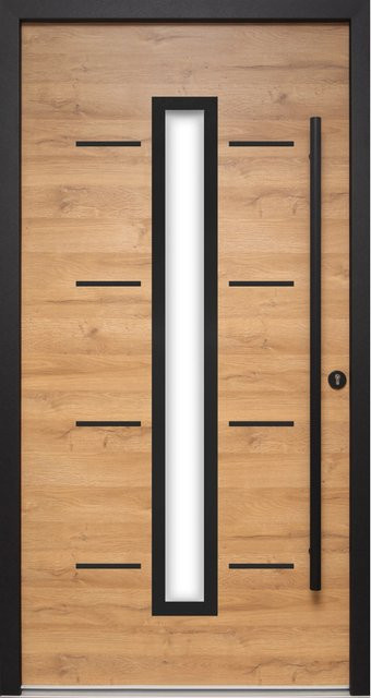 Splendoor Haustür ThermoSpace Milano Prime Woodeffect in Braun und Schwarz mit Glaseinsatz, modern, B: 100 cm, H: 210 cm - Bild 1