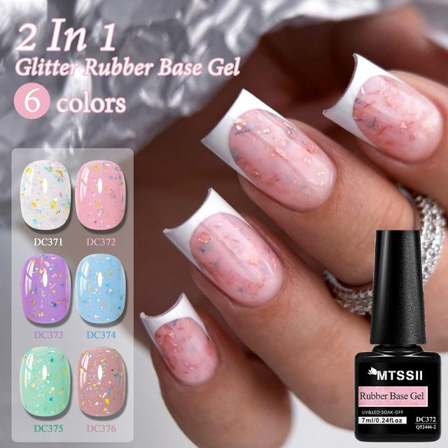 Mtssii Macaron Farbglitter-Gummi-Basisgel-Nagellack, schimmernd - Bild 1
