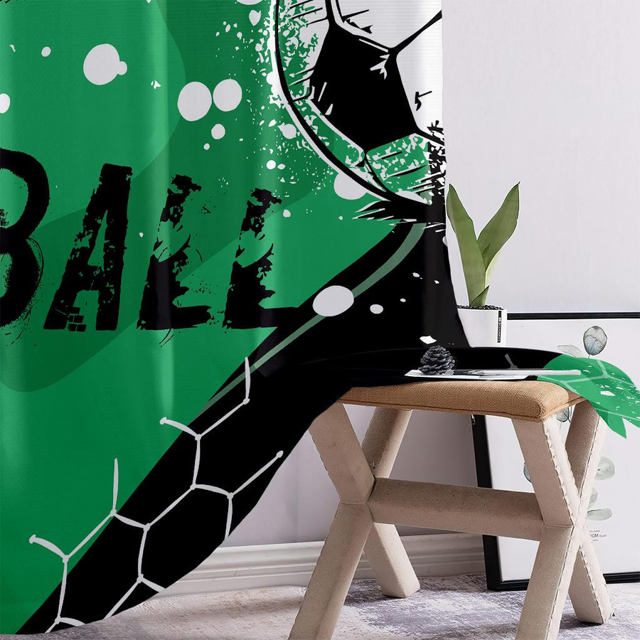 Yiran Furniture Fußball Sport Vorhänge mit Grafikprint, bunt, 2er Set, B: 50 cm, H: 140 cm - Bild 2