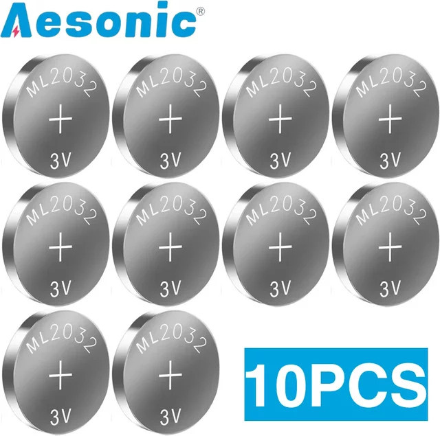 10er Set Carooles ML2032 Lithium-Akku 3V 65mAh Knopfzelle in Silber als CMOS BIOS RTC Backup Ersatz für CR2032 - Bild 1