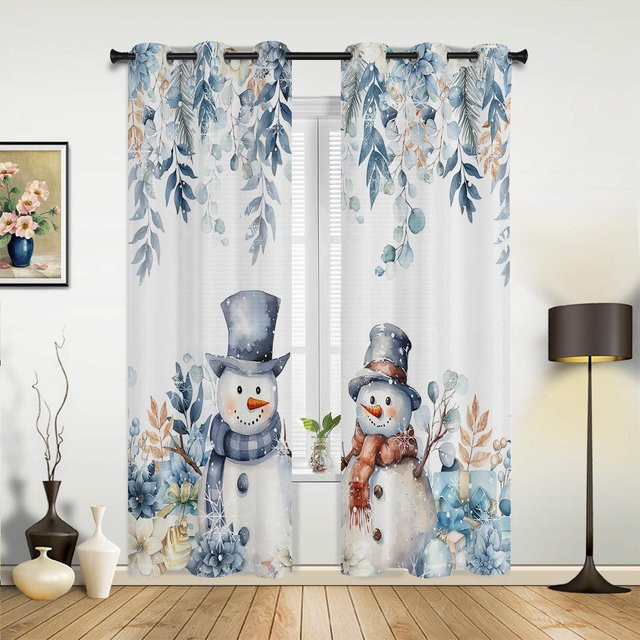 Weihnachtsbaum und Weihnachtsschnee Fenster Vorhänge für dein Zuhause in Weiß, B: 135 cm, H: 60 cm - Bild 1
