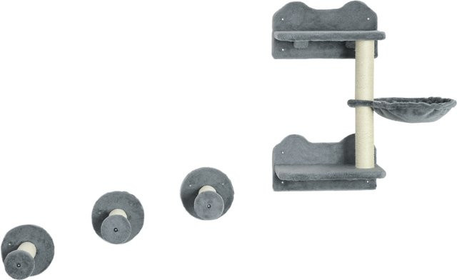 PawHut Katzen Kletterwand Set mit Hängematte, Grau und Beige, B/T/H: 40 x 28 x 73 cm - Bild 1