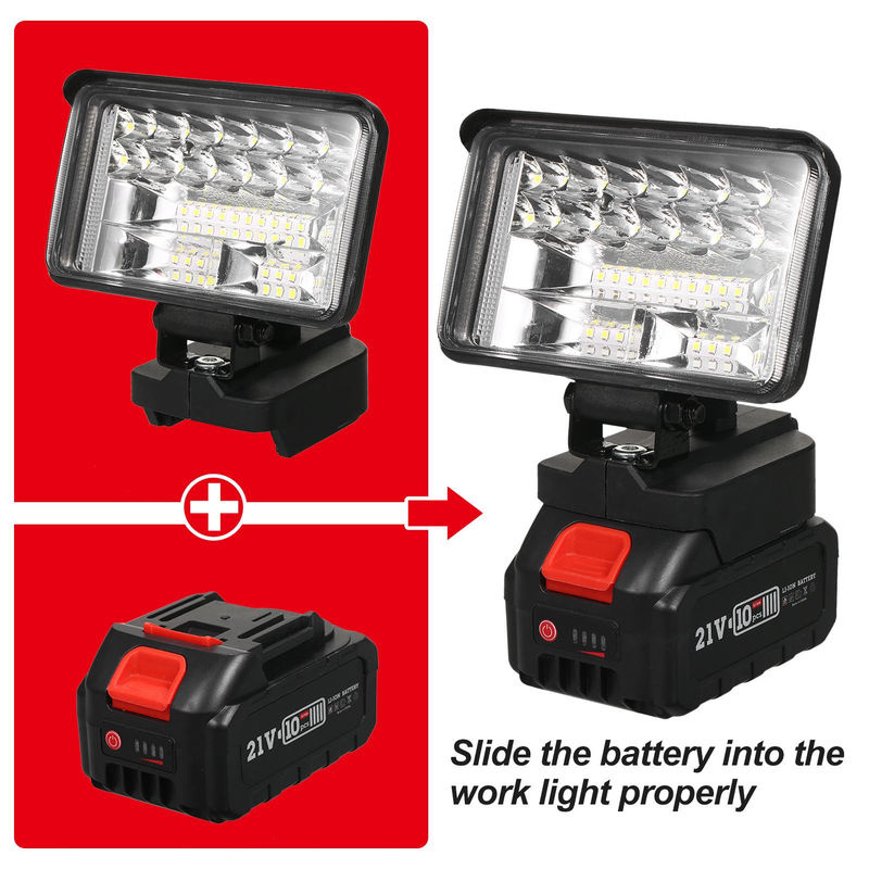 TOMTOP JMS 4-Zoll LED-Arbeitsleuchte für 21V Lithiumbatterien, superhelle Außenbeleuchtung mit 180-Grad-Drehung, Schwarz - Bild 2