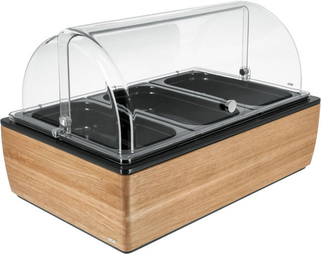 VEGA Buffetvitrine Montana hoch in Eiche, Transparent und Weiß, B/T/H: 57 x 36,5 x 27,4 cm - Bild 1
