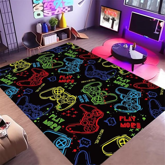 BC-Warm Home Gamer-Teppich mit Graffiti-Design, rutschfest und waschbar, B/T: 60 x 40 cm, Mehrfarbig - Bild 1