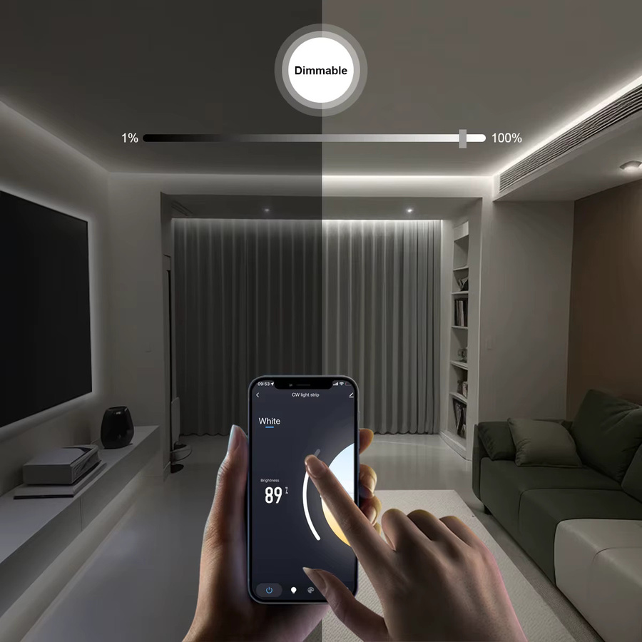 Gyarfas Tuya Smart Life WiFi FCOB LED-Streifen, dimmbares CCT COB LED-Band in Weiß, kompatibel mit Amazon Alexa und Google Assistant, Länge: 240 cm - Bild 4