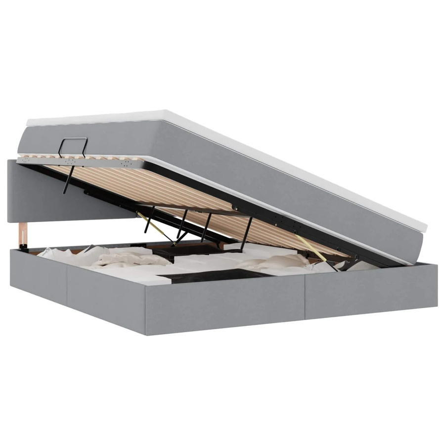 vidaXL Bett mit Stauraum und LED in Hellgrau mit USB-Ladeanschluss und Lift-up-Funktion B/T/H: 160 x 200 x 204 cm - Bild 2