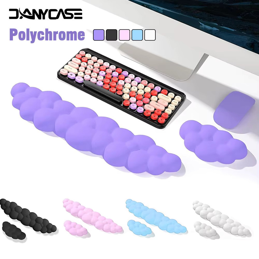 DANYCASE Cloud-Mauspad und Tastatur-Handgelenkauflage aus weichem Leder mit Memory-Schaum in Blau - Bild 5