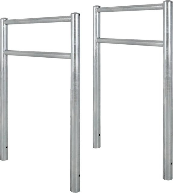 TRUTZHOLM 2er Set Fahrradanlehnbügel Typ H aus Stahl in Silber, H x B x T: 115 x 75 cm, Durchmesser 60 mm - Bild 1