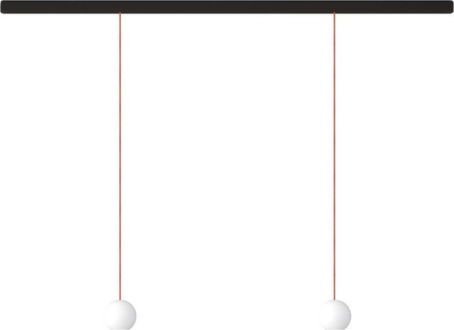 KOMOT KOS Duo S LED-Pendelleuchte mit Schiene, Schwarz matt und orangefarbenem mundgeblasenem Opalglas, Tunable White (2200K - 4200K), Länge: 200 cm - Bild 1