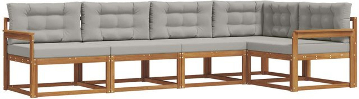 vidaxl Outdoor-Sofagarnitur aus Akazie Massivholz mit 5-teiligem Set und Kissen in Grau und Braun - Bild 1