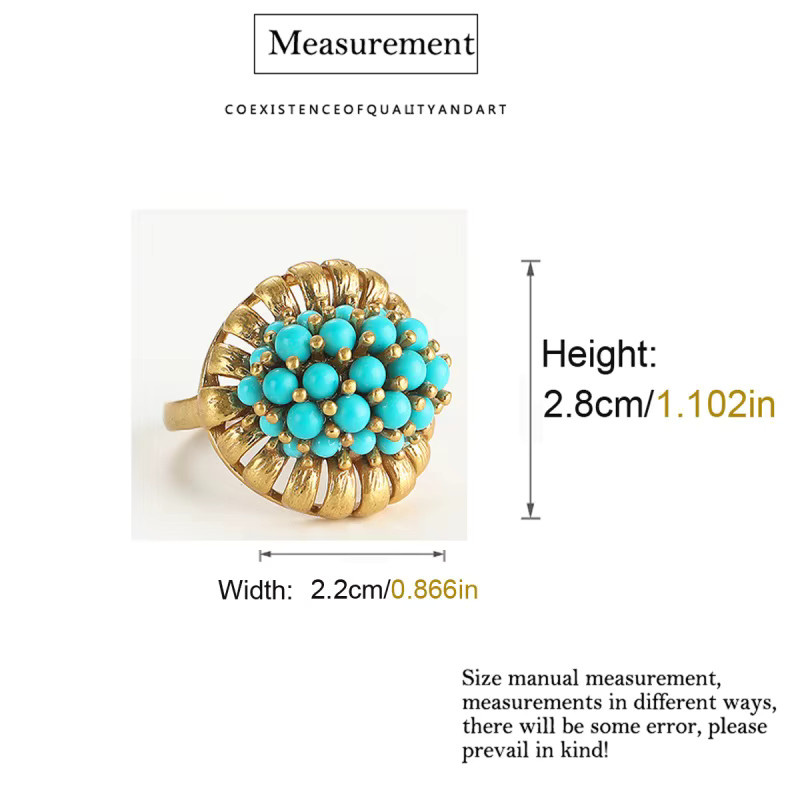 Icareu Ring, Türkis, Naturstein, goldfarben, Damen - Bild 5